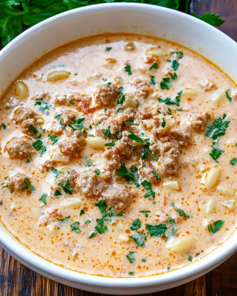 Creamy Parmesan Italian Sausage Ditalini Soup