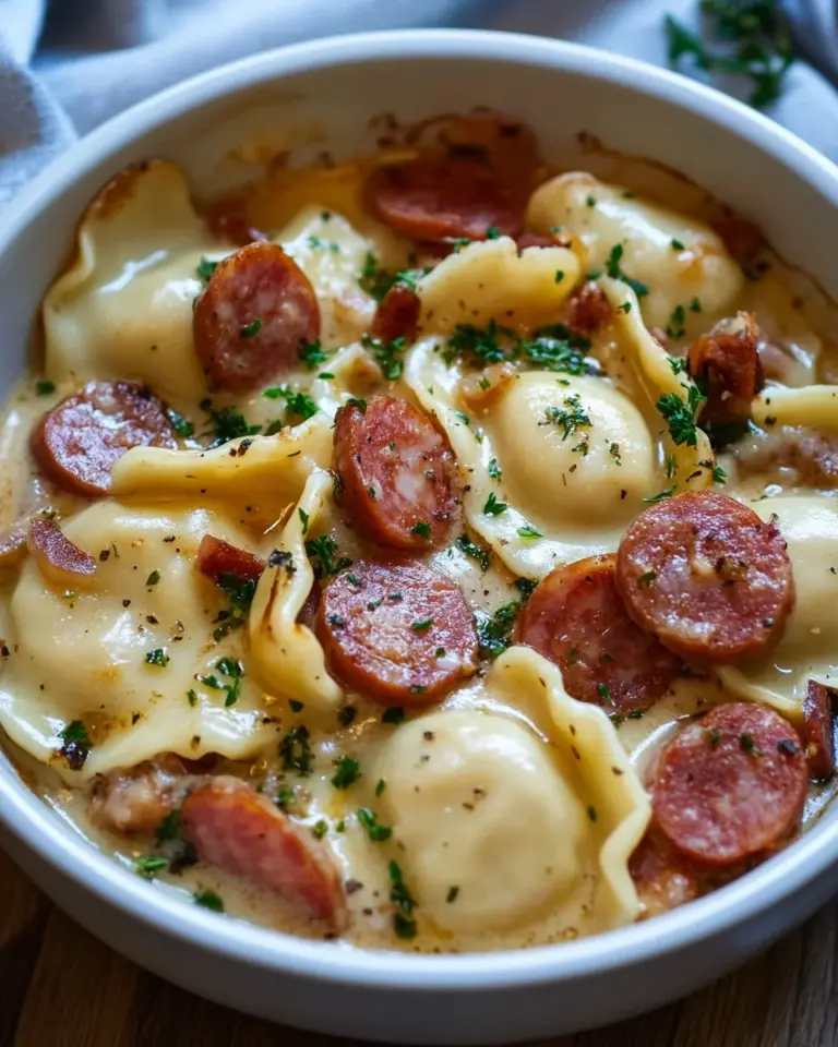 Crockpot Pierogi Casserole with Kielbasa