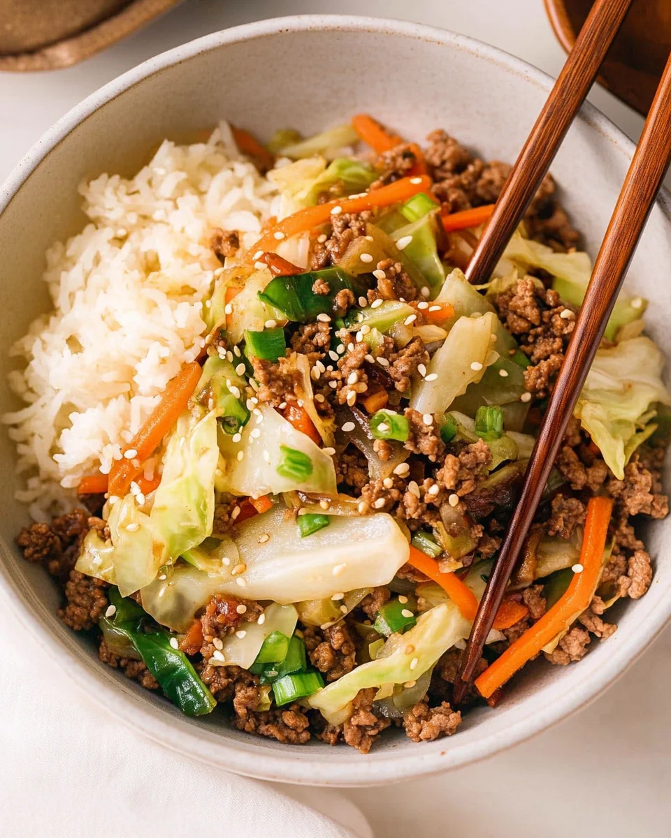 Easy Asian Ground Beef and Cabbage Stir Fry Easy
