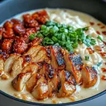 Fiery Chicken Ramen with Creamy Garlic Sauce