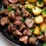Garlic Butter Steak Bites and Potatoes
