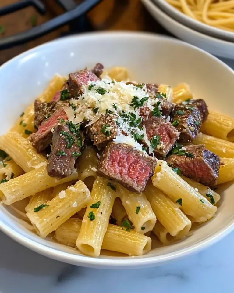 Garlic Parmesan Steak Pasta