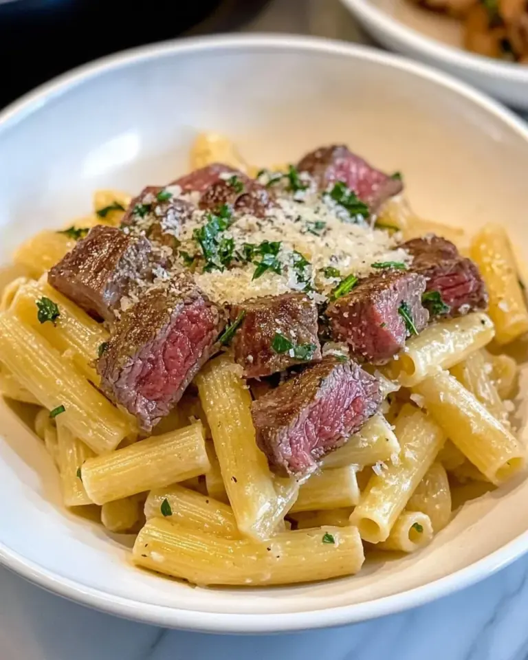 Garlic Parmesan Steak Pasta
