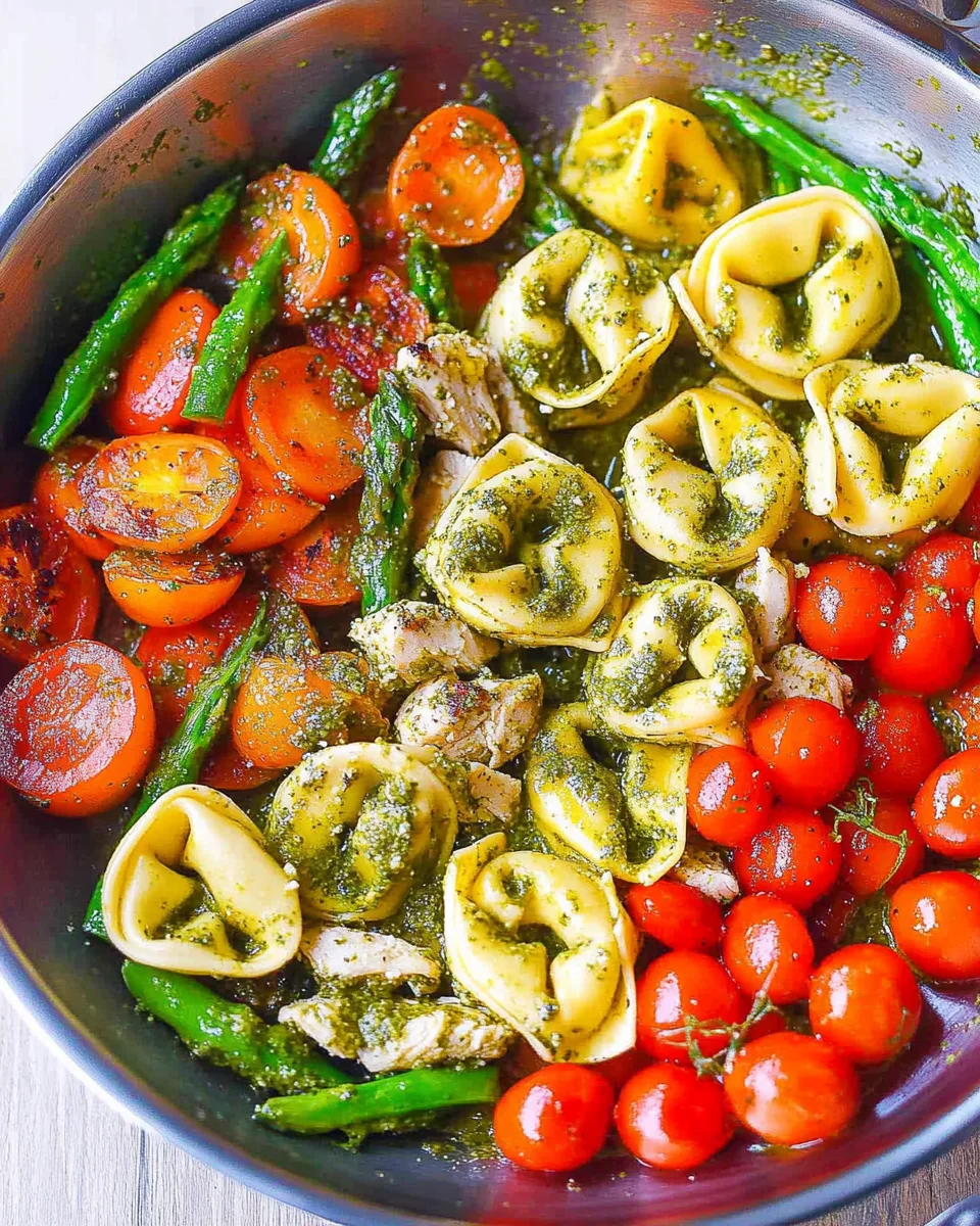 Pesto Chicken Tortellini and Veggies Pesto