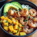 Shrimp and Avocado Bowls with Mango Salsa & Lime-Chili Sauce