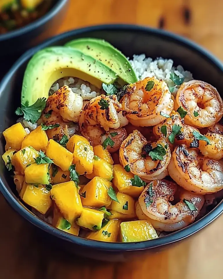Shrimp and Avocado Bowls with Mango Salsa & Lime-Chili Sauce