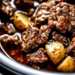 Slow Cooker Garlic Butter Beef Bites & Potatoes