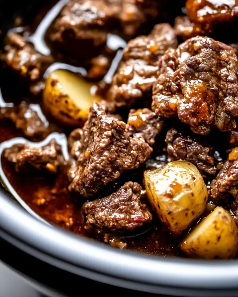 Slow Cooker Garlic Butter Beef Bites & Potatoes