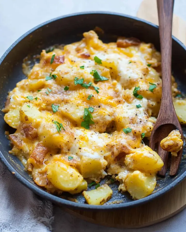 Cheesy Potato Egg Scramble