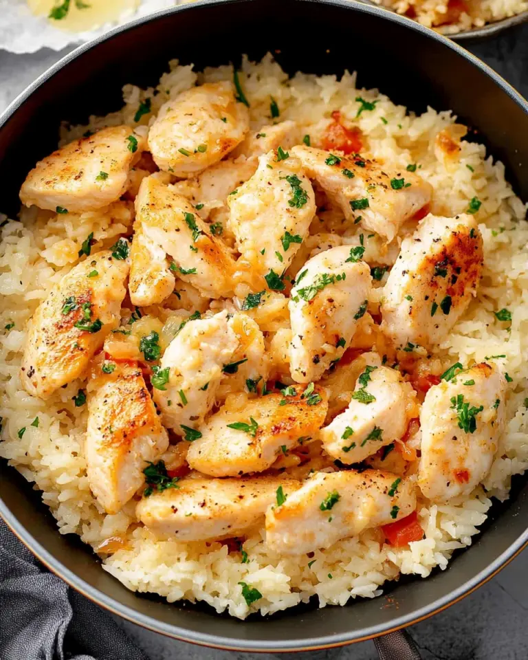 Chicken Scampi with Garlic Parmesan Rice