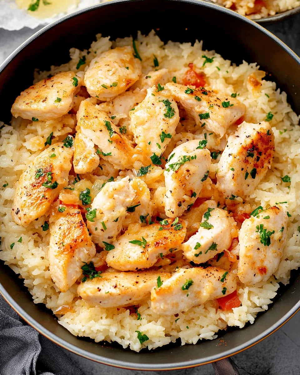 Chicken Scampi with Garlic Parmesan Rice