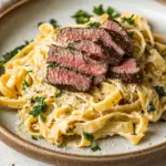 Creamy Garlic Parmesan Steak Pasta