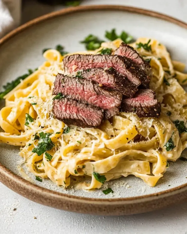 Creamy Garlic Parmesan Steak Pasta