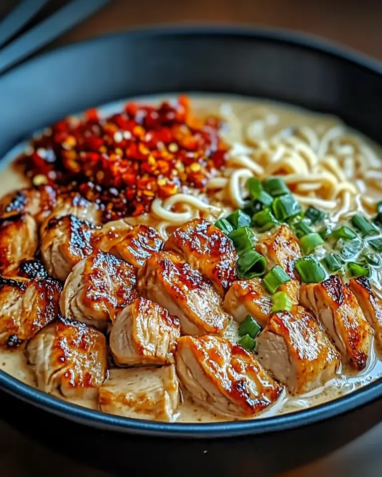 Fiery Chicken Ramen with Creamy Garlic Sauce