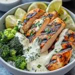Grilled Chicken & Broccoli Bowls with Creamy Garlic Sauce Grilled Chicken & Broccoli Bowls with Creamy Garlic Sauce