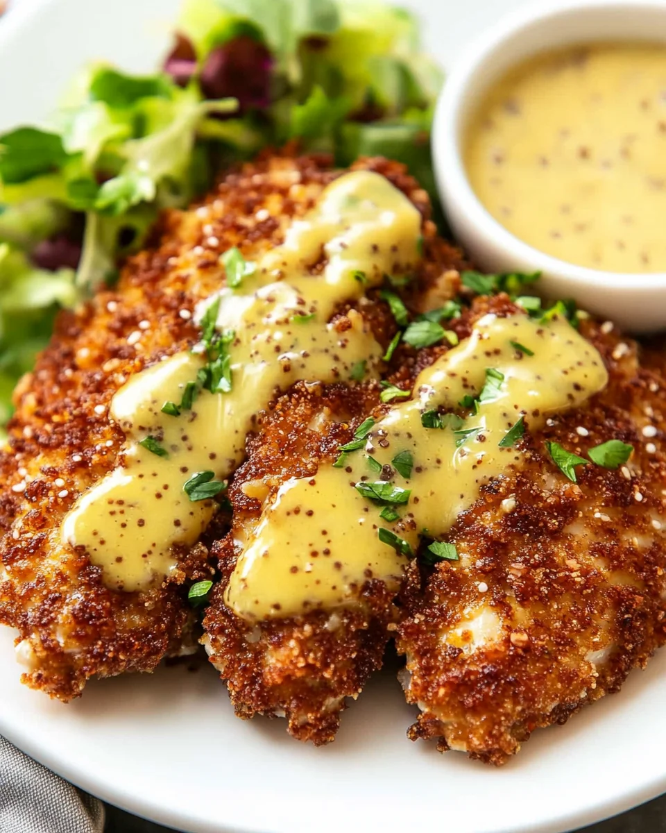 Pretzel Crusted Chicken with Honey Mustard Sauce Pretzel