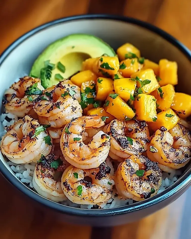 Shrimp and Avocado Bowls with Mango Salsa & Lime-Chili Sauce