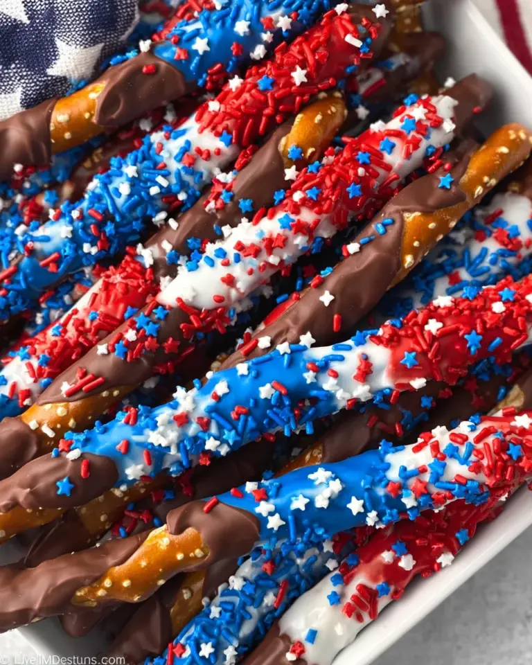 4th of July Chocolate Covered Pretzel Rods