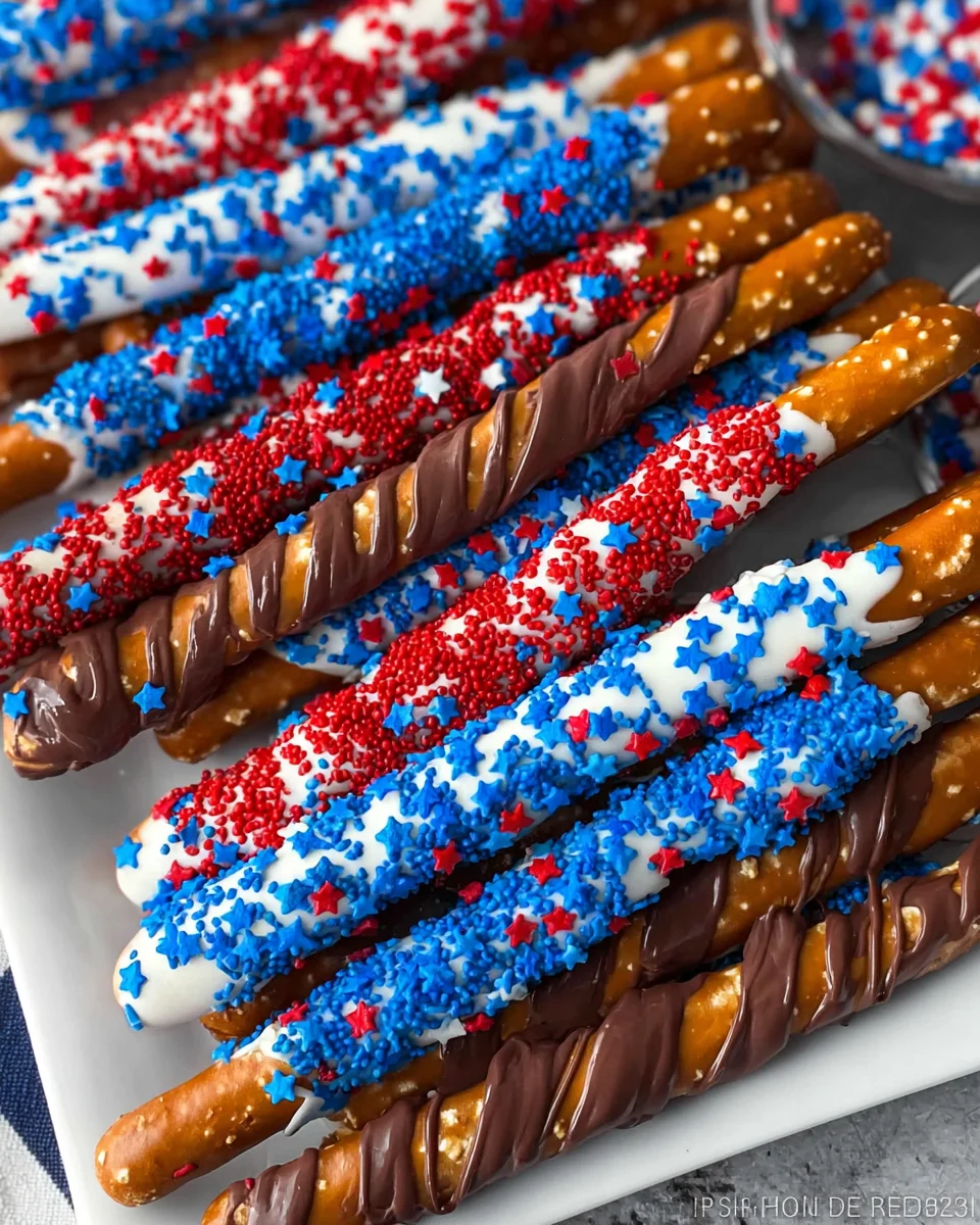 4th of July Chocolate Covered Pretzel Rods 14 4th