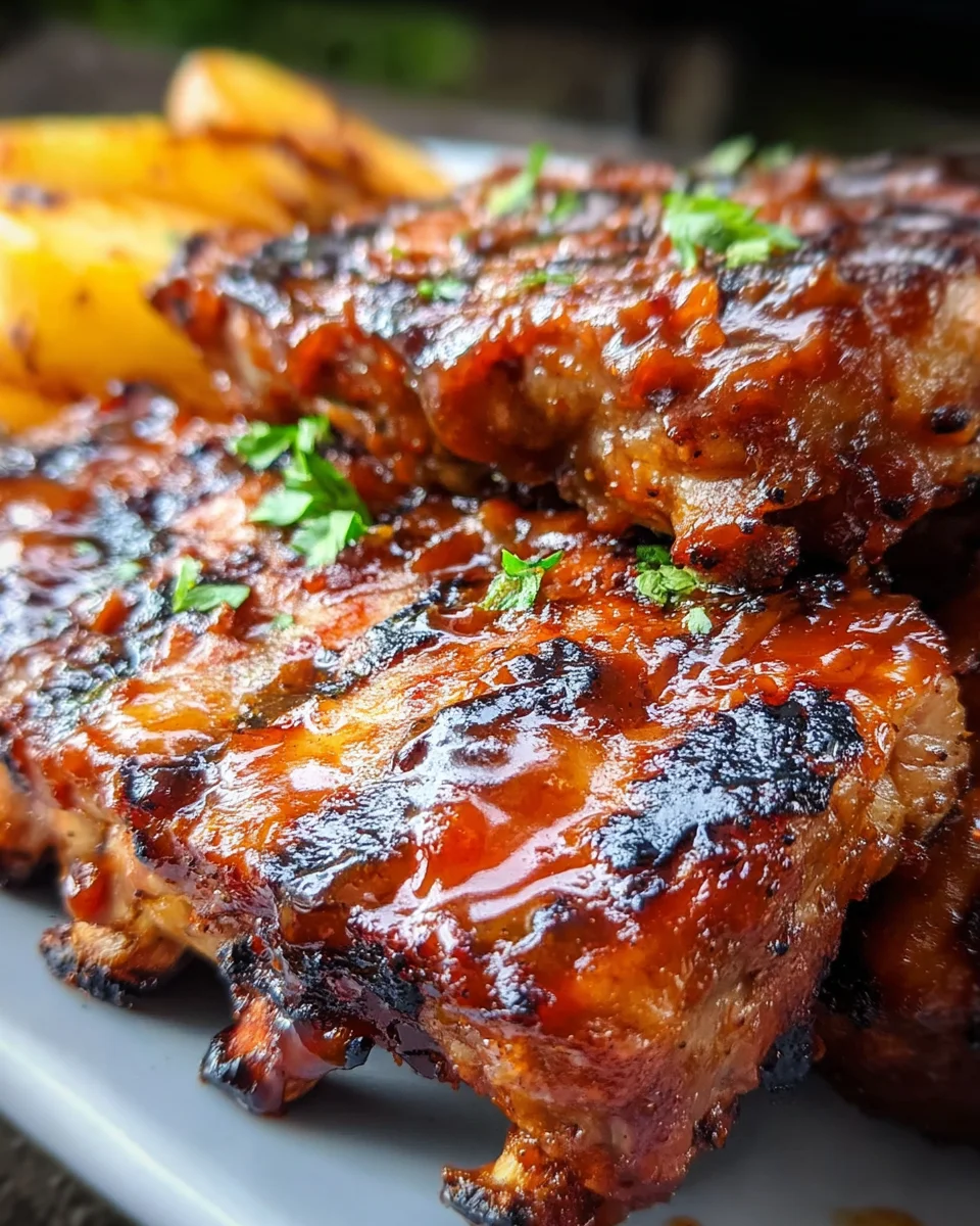 Baby Back Ribs with Balsamic-Peach BBQ Sauce Baby