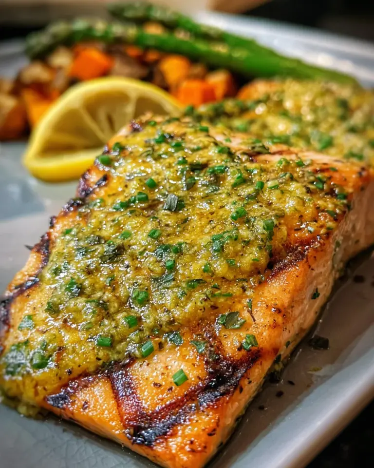 Grilled Salmon with Mustard-Herb Butter