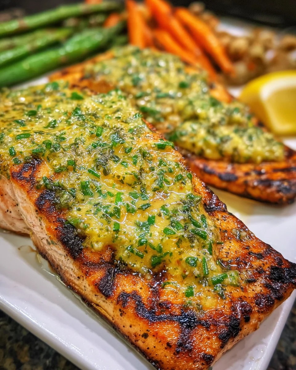 Grilled Salmon with Mustard-Herb Butter Grilled