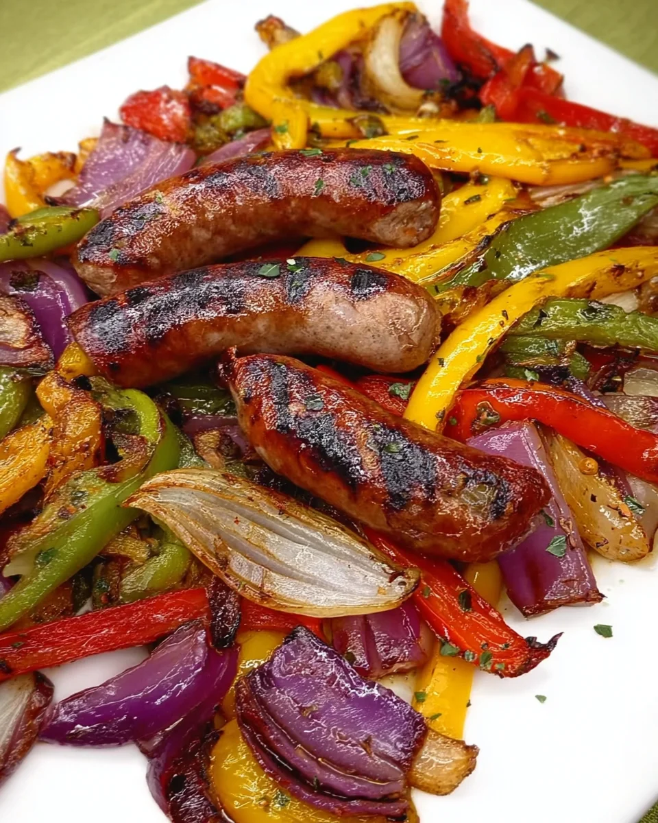 Grilled Sausage with Peppers and Onions Grilled