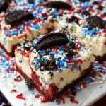 No Bake Fireworks Oreo Cheesecake bars No Bake Fireworks Oreo Cheesecake bars