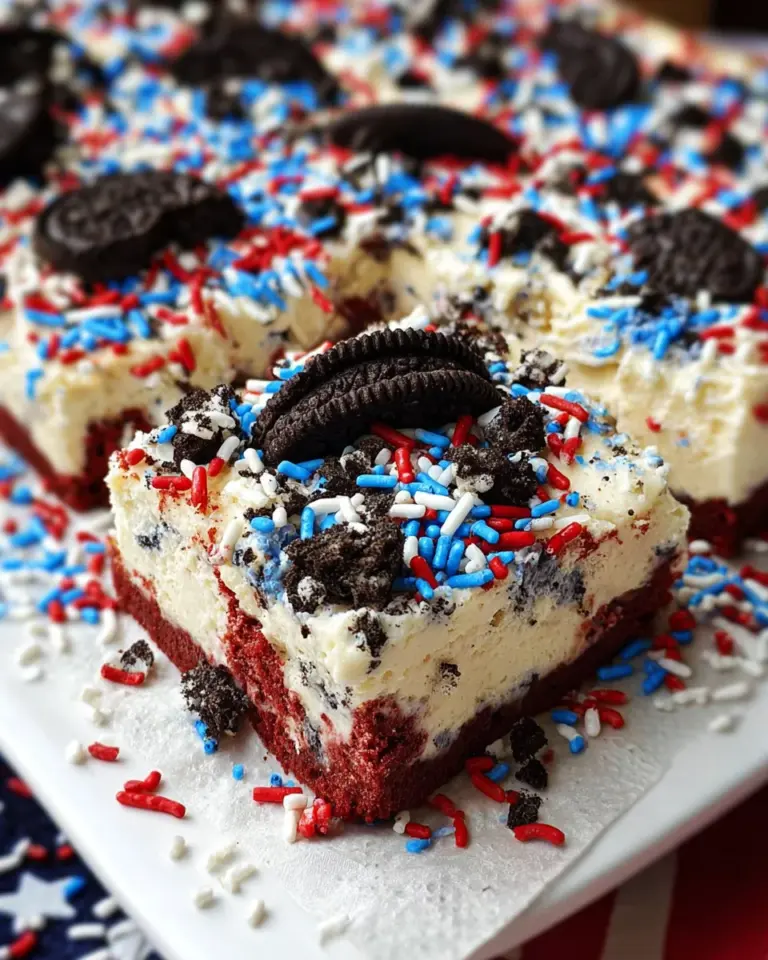 No Bake Fireworks Oreo Cheesecake bars