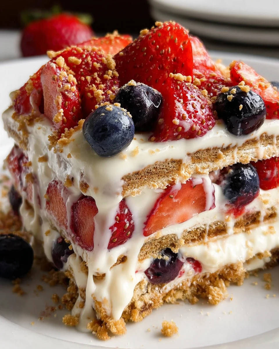 No Bake Icebox Cake with Summer Berries No