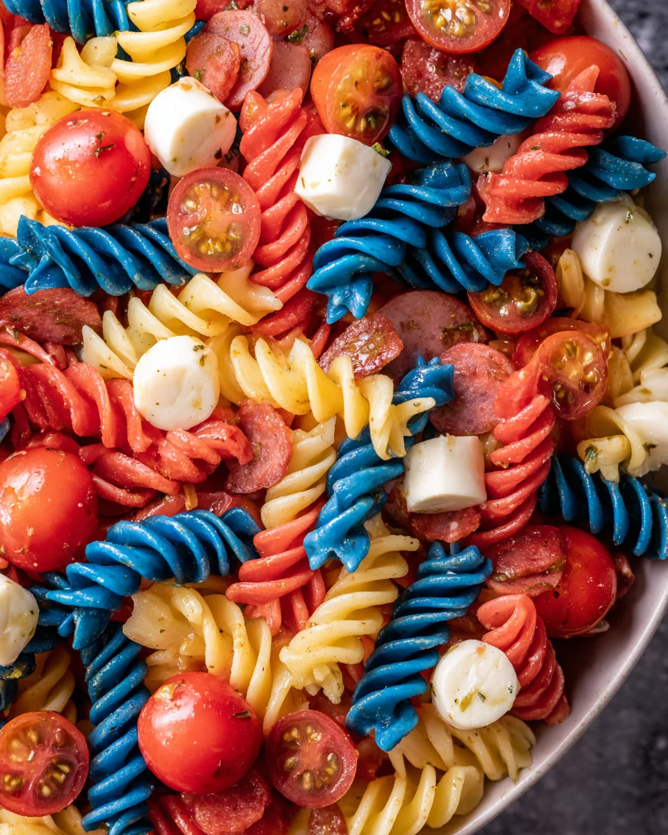 Red White And Blue Pasta Salad Red White And Blue Pasta Salad