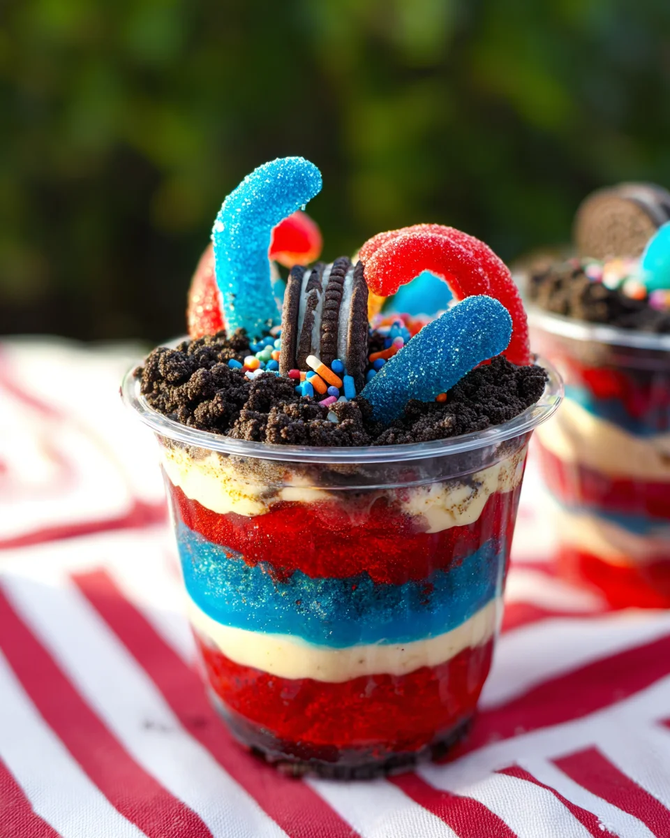 Red, White and Blue Dirt Cups Red, White and Blue Dirt Cups