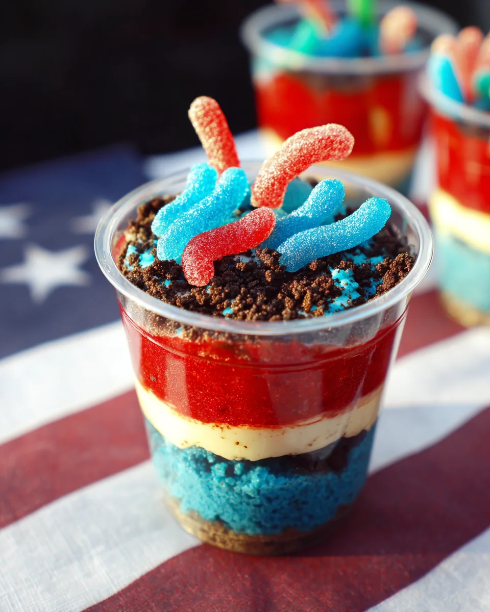 Red, White and Blue Dirt Cups Red,