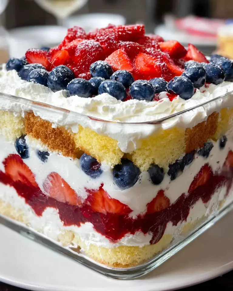Red, White and Blue Strawberry Shortcake Trifle