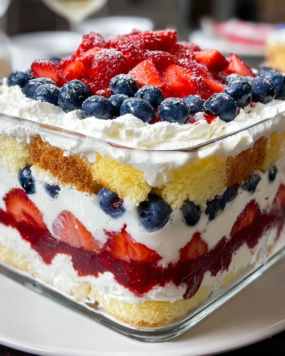 Red, White and Blue Strawberry Shortcake Trifle Red, White and Blue Strawberry Shortcake Trifle