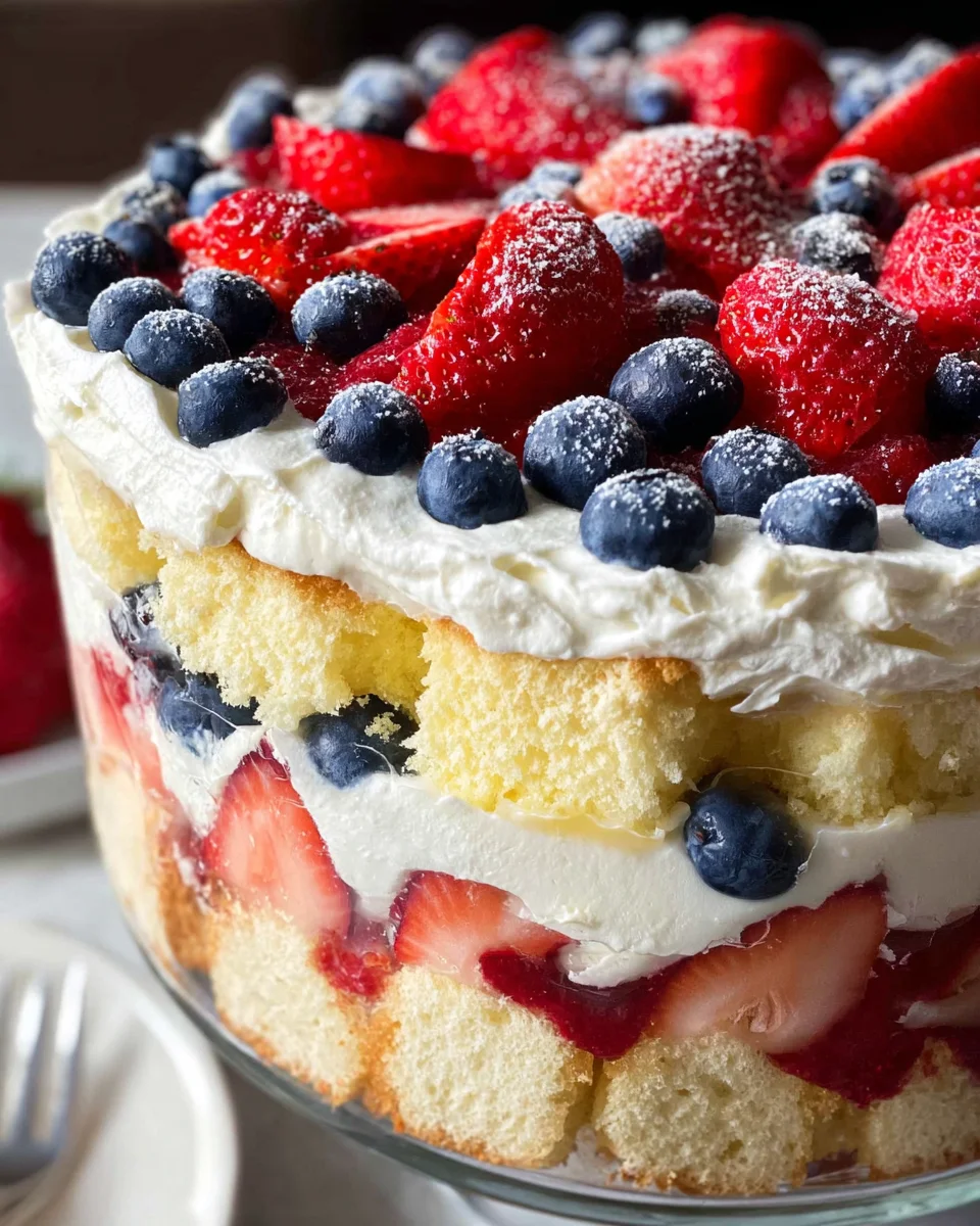 Red, White and Blue Strawberry Shortcake Trifle Red,