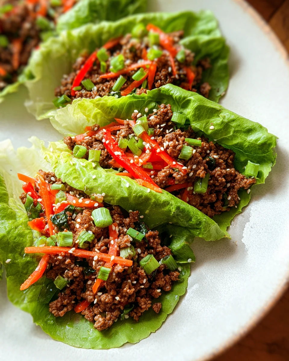 Asian Style Ground Beef Lettuce Wraps Asian Style Ground Beef Lettuce Wraps