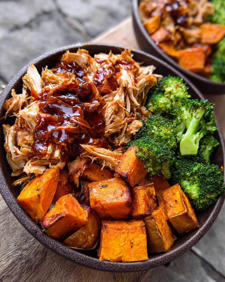 BBQ Chicken & Roasted Sweet Potato Bowls BBQ
