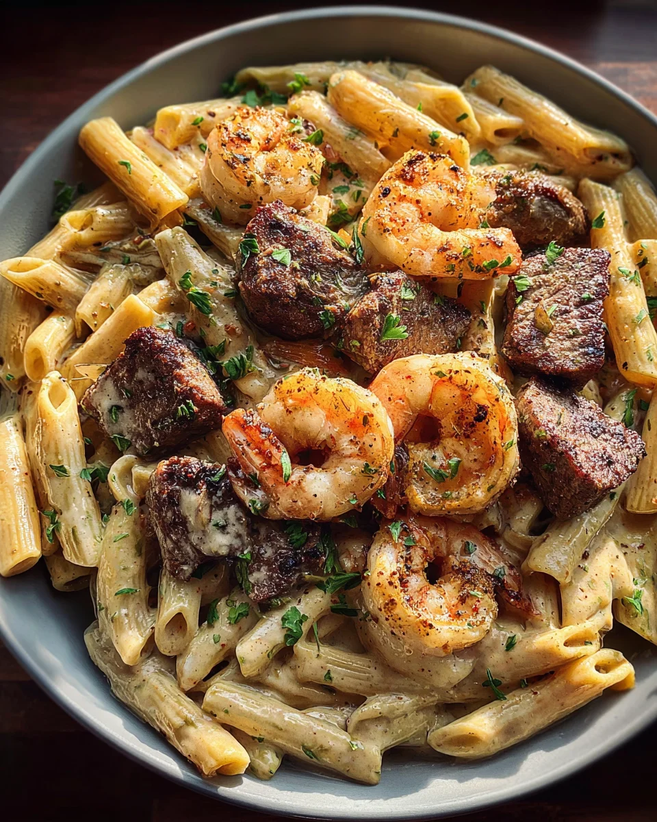 Blackened Steak and Shrimp Alfredo Blackened Steak and Shrimp Alfredo