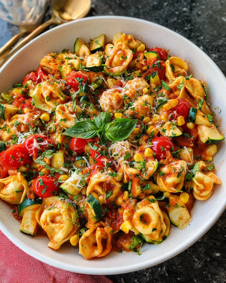 Cheese Tortellini with Summer Veggies Cheese Tortellini with Summer Veggies