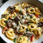Cheesesteak Tortellini in Creamy Provolone Sauce Cheesesteak Tortellini in Creamy Provolone Sauce