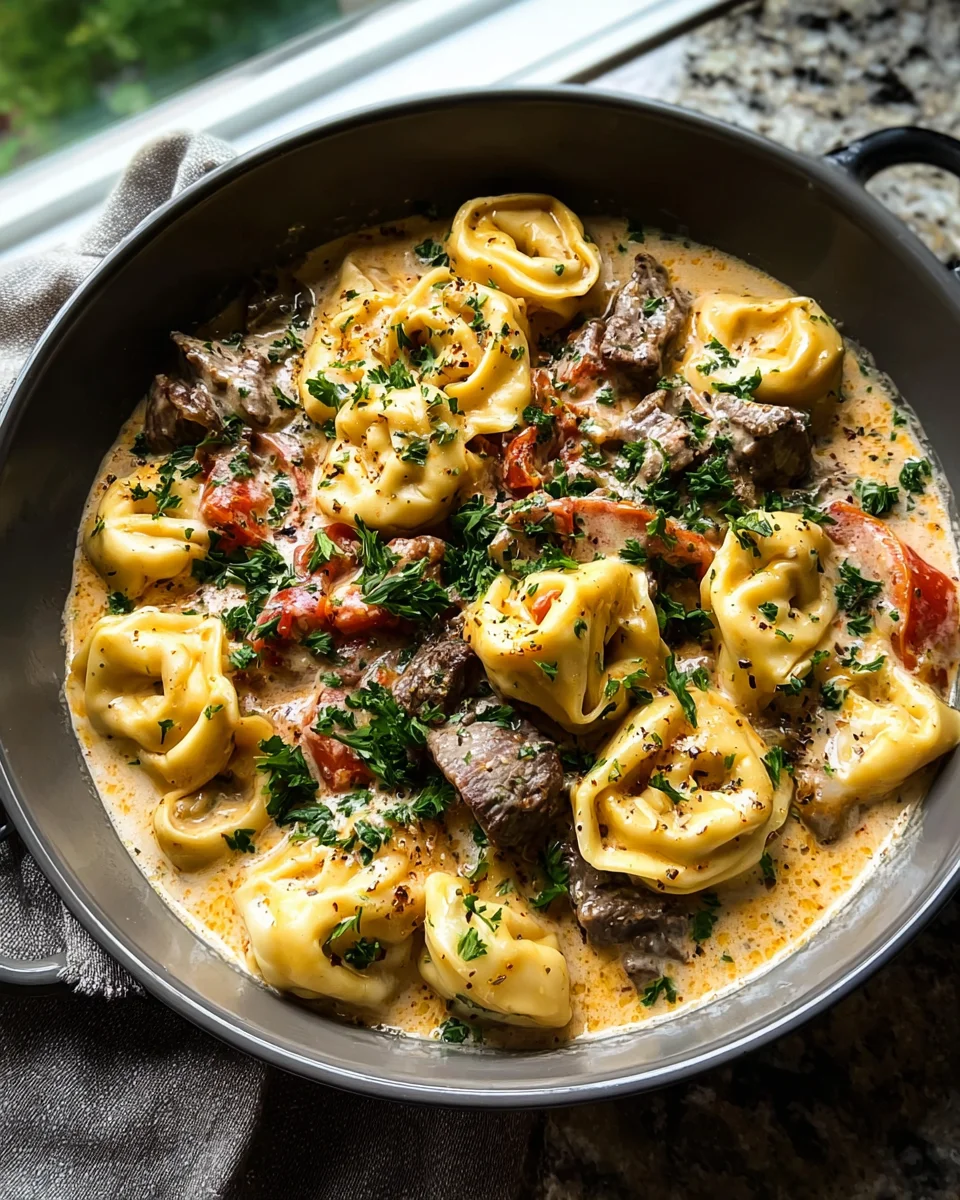 Cheesesteak Tortellini in Creamy Provolone Sauce Cheesesteak