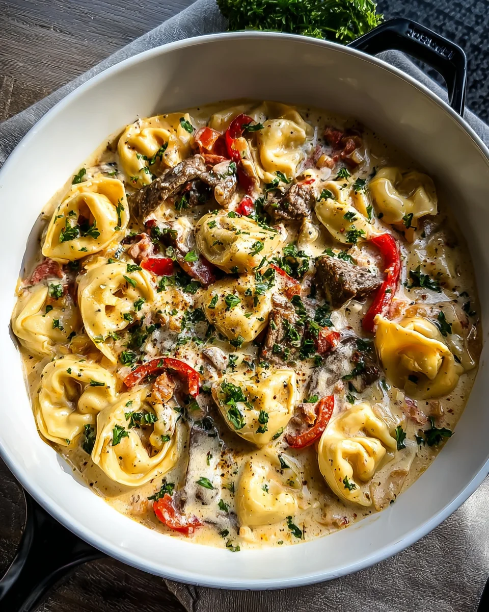 Cheesesteak Tortellini in Creamy Provolone Sauce Cheesesteak