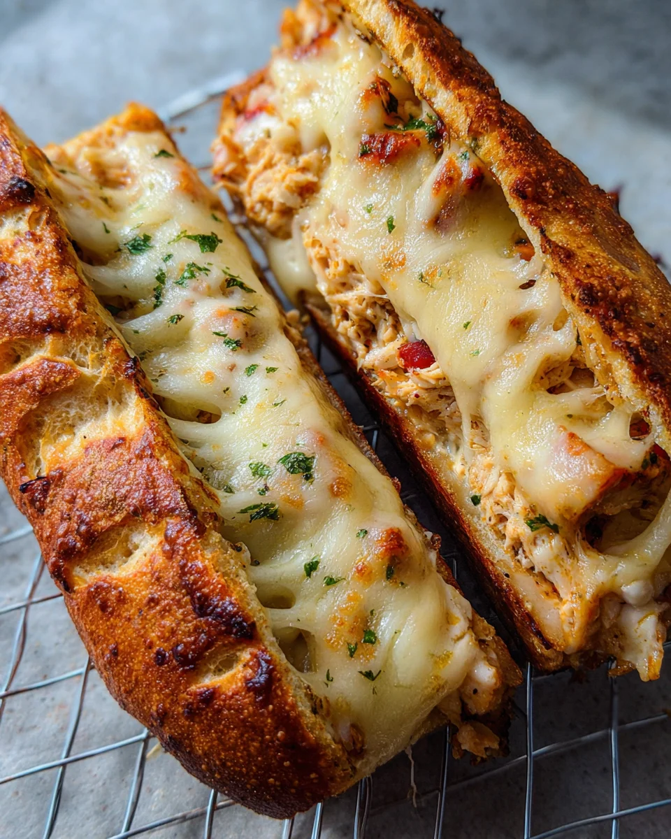 Cheesy Chicken Garlic Bread Sandwich Cheesy
