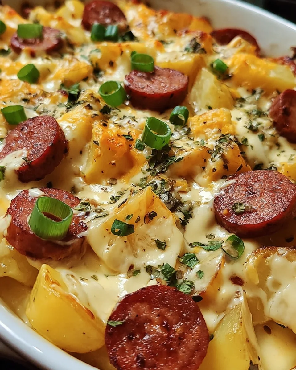 Cheesy Ranch Potatoes and Smoked Sausage Cheesy