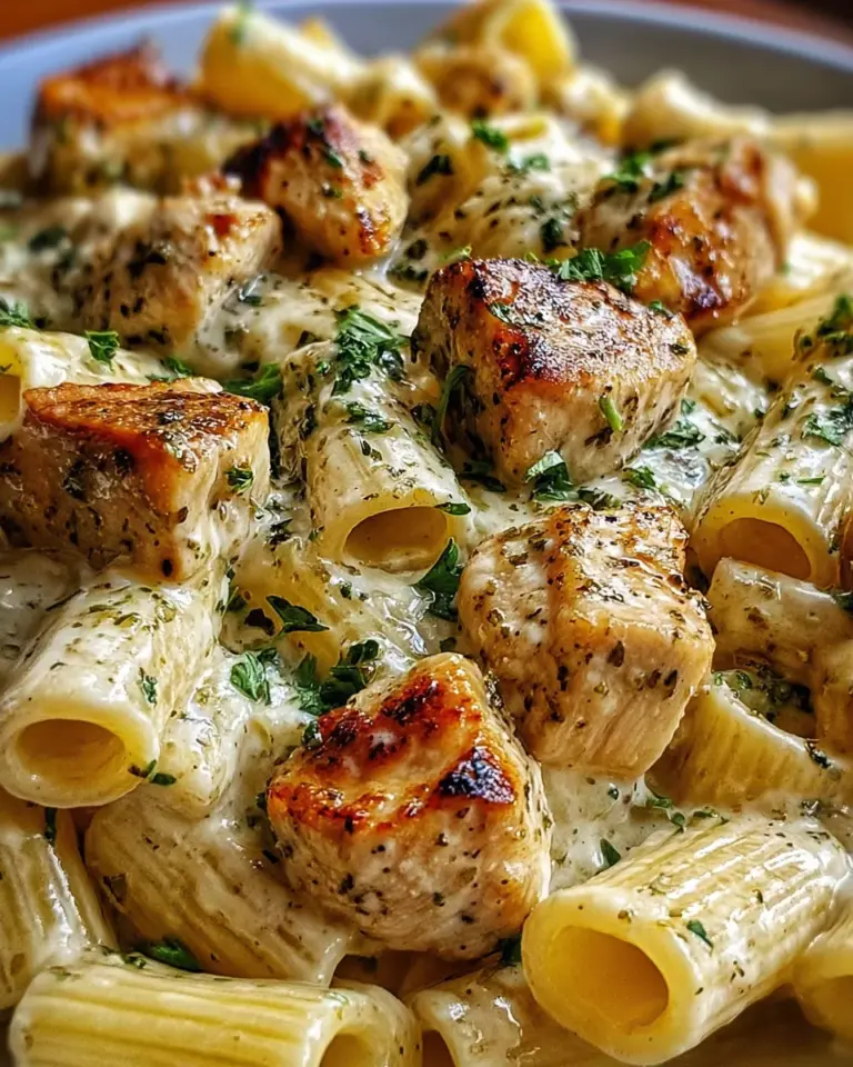 Creamy Garlic Butter Chicken and Rigatoni in Parmesan Sauce