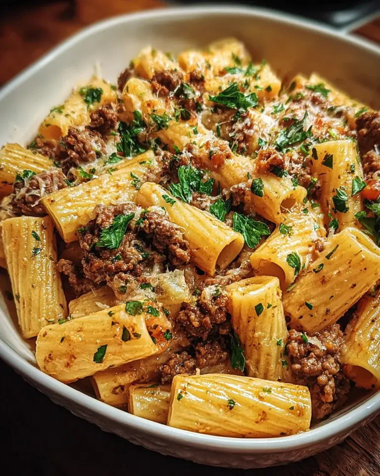 Creamy Parmesan Beef Rigatoni