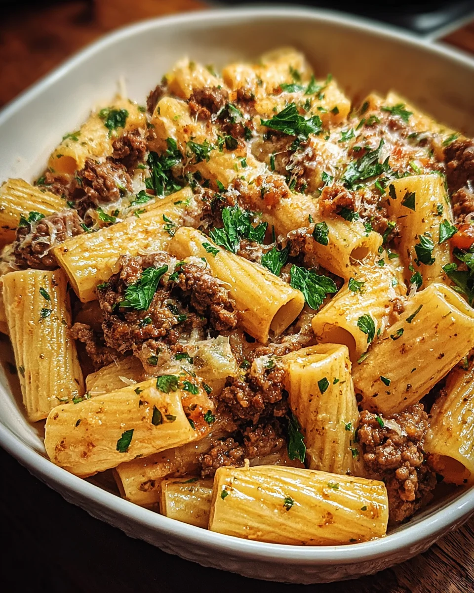 Creamy Parmesan Beef Rigatoni Creamy Parmesan Beef Rigatoni