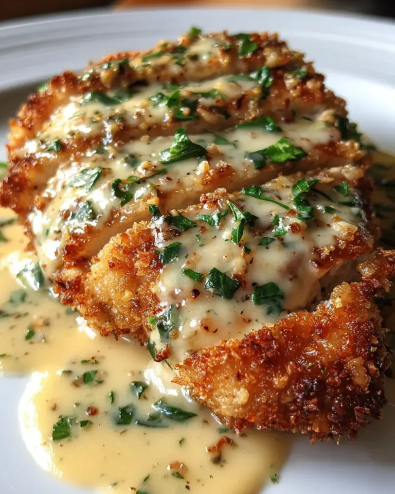 Crispy Parmesan Chicken with a Rich Garlic Sauce