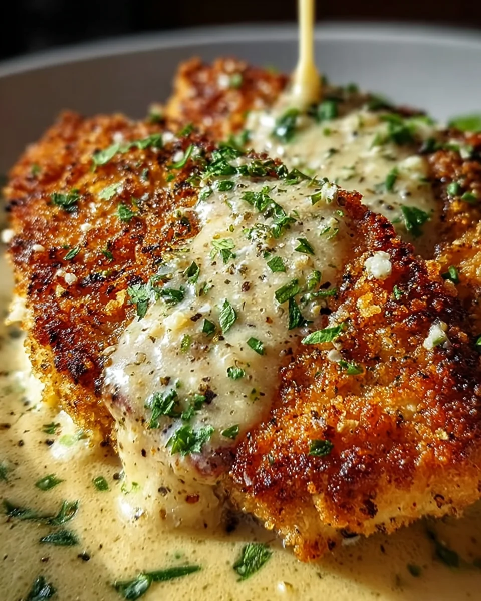 Crispy Parmesan Chicken with a Rich Garlic Sauce Crispy